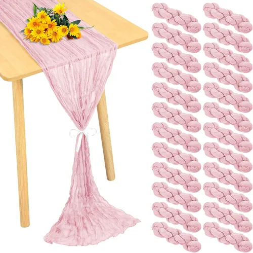Miniatura 13 de Paquete de 24 caminos de mesa de estopilla de 20 x 120 pulgadas, camino de mesa de tela de queso a granel, romántico, bohemio, tela de gasa Beige