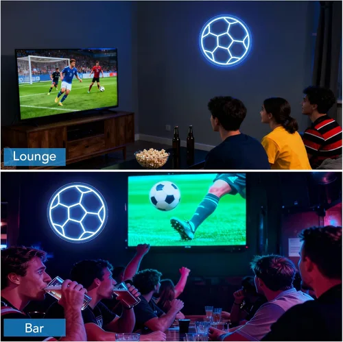 Miniatura 6 de Letrero de neón de fútbol, letreros de neón LED de fútbol para decoración de pared, luz de fútbol regulable alimentada por USB con interruptor