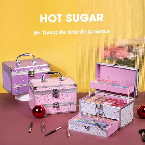 Miniatura 6 de Kit de maquillaje Hot Sugar para adolescentes con estuche de tren, juego de regalo de maquillaje portátil para principiantes, kit de belleza y Rosa