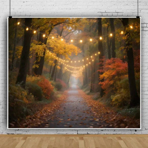 Miniatura 8 de Telón de fondo de paisaje de bosque otoñal para fotografía, paisaje de otoño, hojas de día de Acción de Gracias, calabaza, girasol, fondo