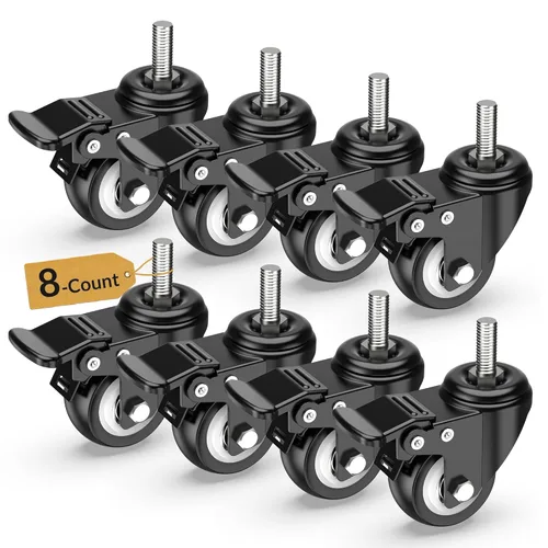 Miniatura 13 de HOLKIE Ruedas giratorias de 4 pulgadas, ruedas de vástago de bloqueo total, 3/8 pulgadas -16 x 1