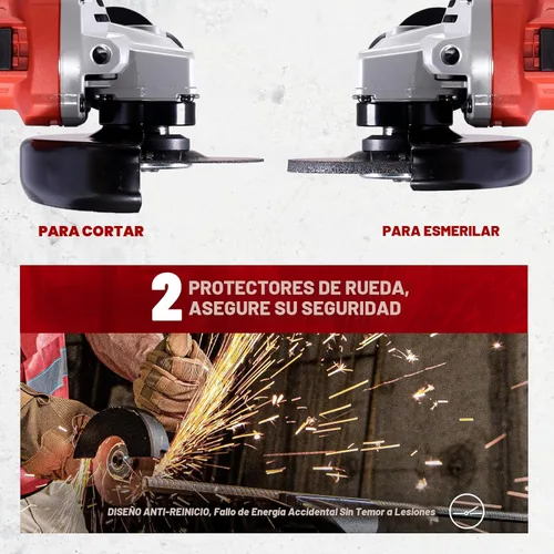 Miniatura 7 de DCK Amoladora angular de 9.0 amperios, amoladora eléctrica de 4-1/2 pulgadas, herramienta de potencia de 11800 RPM, mango auxiliar y 2 protecciones