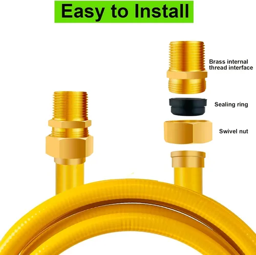 Miniatura 4 de Juego de 4 adaptadores de tubería CSST macho de 1/2'' NPT de latón, adaptador de conexión rápida de gas natural para parrilla, conector