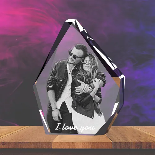 Foto de cristal 3D, foto 3D personalizada en forma de iceberg, regalos personalizados para ella, él, cumpleaños, aniversario, Navidad, imagen 3D de
