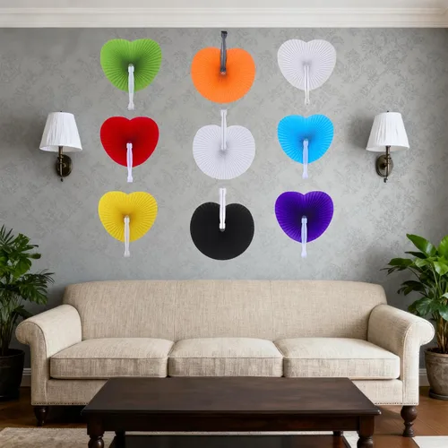 Miniatura 7 de 60 abanicos de papel blanco, abanicos plegables de mano para mujeres, abanicos de mano plegables decorativos de corazón para bodas, novias, Corazón