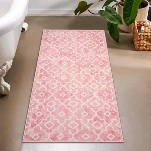 Miniatura 19 de Moynesa Alfombra marroquí lavable de 2 x 3 pulgadas, pequeña, azul, para cocina, baño, suave, antideslizante, de pelo bajo, moderna, geométrica