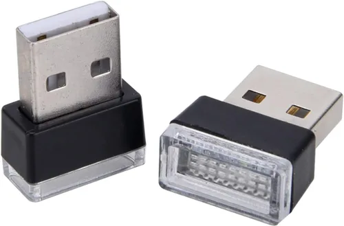 Miniatura 6 de Febrytold - 2 unidades de luces LED USB miniatura universales azules para el interior del automóvil, luces ambientales para crear una atmósfera