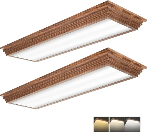 Miniatura 10 de FAITHSAIL - Lámpara LED de 2 pies con CCT seleccionable de 3000K/4000K/5000K, regulable, lámpara LED lineal de 2 pies con aspecto de madera, 30W
