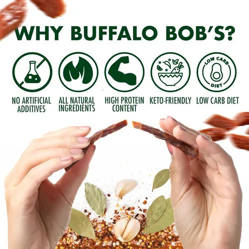 Miniatura 3 de Buffalo Bob's Bocadillos de Carne de Caza Silvestre (Barra de 1 onza, Paquete de 15) Surtido de Variedad Exótica, Regalo para Hombres/Papá, Relleno