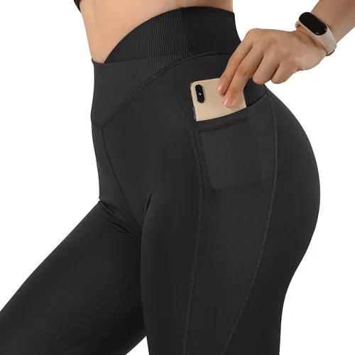 Miniatura 6 de RXRXCOCO Leggings cruzados sin costuras para mujer, cintura alta, levantamiento de glúteos, pantalones de yoga