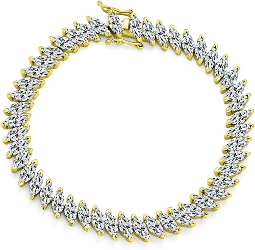Pulsera tradicional nupcial de estilo vintage con circonita cúbica con forma de marquesa AAA CZ 25 CTW alternante simulado negro blanco azul claro