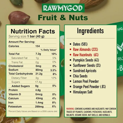 Miniatura 3 de RAWMYGOD Barras de frutas y nueces, sin gluten, veganas, sin azúcar añadida
