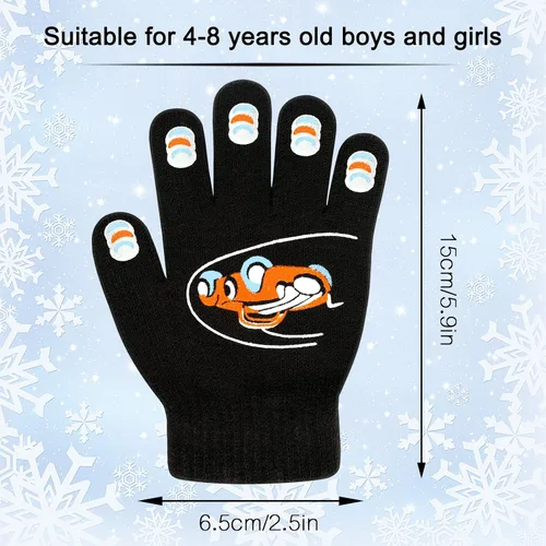 Miniatura 70 de Hicdaw 6 pares de guantes de invierno para niños, guantes de punto elásticos y cálidos para niños o niñas