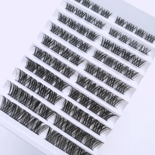 Miniatura 5 de 80 racimos de pestañas en racimo de 0.315-0.630 in, extensiones de pestañas individuales de aspecto natural, pestañas rizadas en D, extensiones