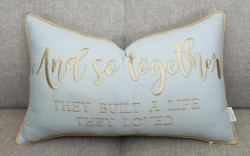 Miniatura 10 de Funda de Cojín Decorativo Romántico para Pareja, Sentimiento de Amor Bordado, Refranes Decorativos, Acento Lumbar - Decoración de Frases Acogedoras