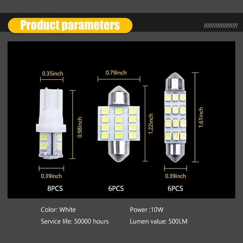 Miniatura 2 de 20 luces LED para techo de automóvil, 12 V, impermeables, de policarbonato de doble punta, luces de lectura interior de vehículo, accesorios