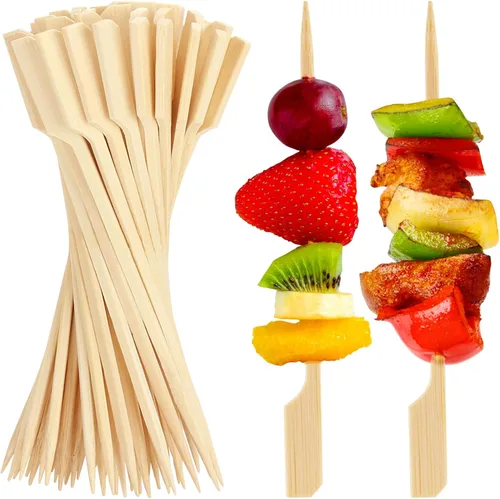 Miniatura 9 de FATLODA Palillos de Cóctel de Bambú de 3.5 Pulgadas [1200 PIEZAS] para Aperitivos, Brochetas de Madera Tipo Paleta, Palillos de Dientes Planos