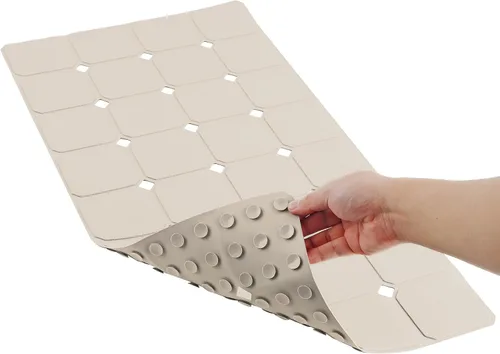 Tapete de bañera antideslizante de silicona plegable de 15 x 28 pulgadas con ventosas fuertes y grandes agujeros de drenaje, duradero y ecológico,