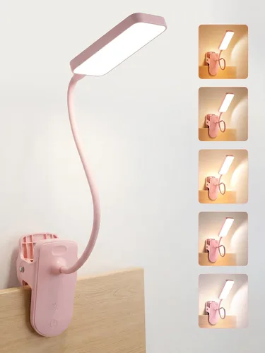 Miniatura 10 de Lámpara con Pinza, 9 Niveles de Brillo + 5 Colores Luz con Abrazadera, Lámpara de Escritorio Recargable con Batería de 4000mAh con Pinza, 450