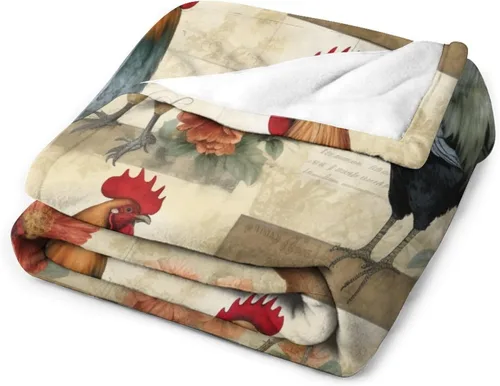 Miniatura 3 de Manta de franela de forro polar con dije de país, gallo, de 60 x 80 pulgadas, para sofá, cama, oficina, regalo para San Valentín, madre, padre