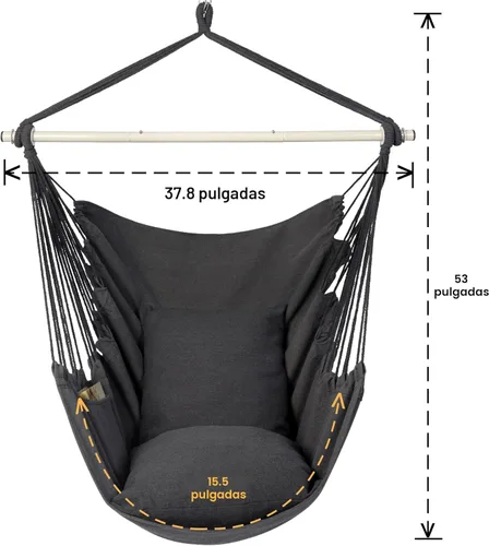 Miniatura 6 de Y- STOP Silla Hamaca Colgante Columpio de Cuerda, Máximo 500 Libras, 2 Cojines Incluidos, Silla Colgante Grande de Macramé con Bolsillo, Tejido