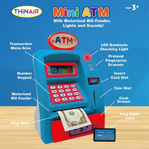 Miniatura 3 de Alcancía de ahorro de cajero automático preescolar, luz y sonido, para niños pequeños