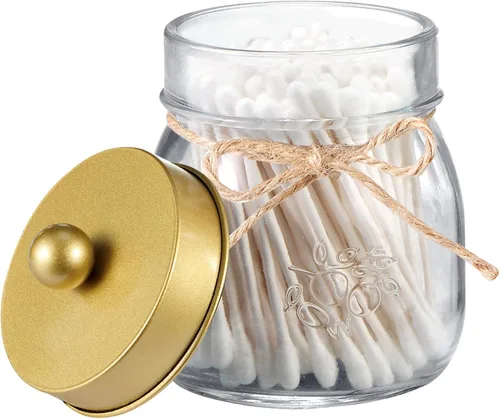 Miniatura 9 de SheeChung Tarro pequeño de albañil, soporte de cristal, tarros de boticario con tapas, organizadores de baño y almacenamiento, recipiente de baño