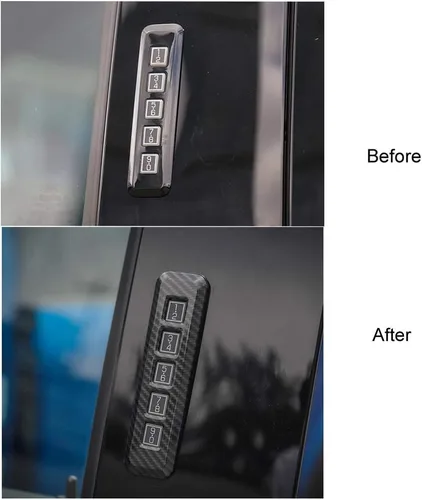 Miniatura 6 de Keptrim para F150 ABS Pilar de fibra de carbono cerradura de puerta Contraseña Trim para Ford F150 2014-2020, 1 unidad