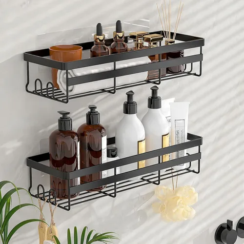 Miniatura 2 de WOWBOX Paquete de 2 organizadores de ducha – Estante de ducha colgante adhesivo – Organizadores y almacenamiento de baño y cocina, estantes de ducha