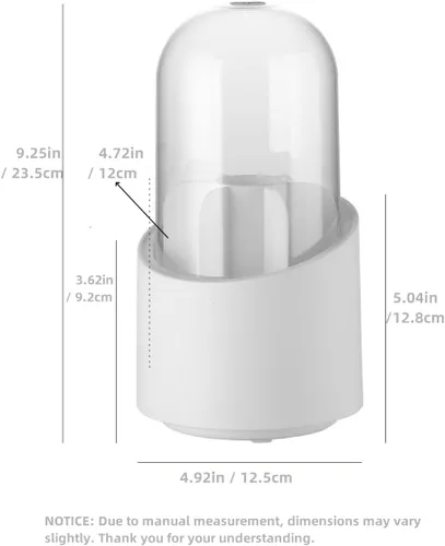 Miniatura 6 de Fantasee Organizador de brochas de maquillaje giratorio de 360°, almacenamiento de 7 compartimentos con cubierta transparente a prueba de polvo