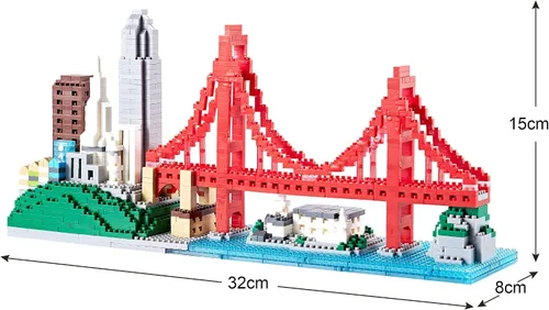 Miniatura 7 de Golden Gate Bridge - Juego de microbloques de construcción de San Francisco, modelo de arquitectura de la ciudad de San Francisco, exhibición