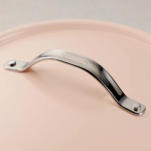 Miniatura 5 de Tramontina Juego de sartenes todo en uno Plus, sartén antiadherente de cerámica de 5 cuartos con tapa, inserto de vapor, utensilios de bambú y Rosa