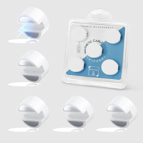Miniatura 10 de Maveek Soporte magnético para cables, 5 unidades, clips de cable fuertes, placa de metal, organizadores de alambre adhesivo para mesita de noche