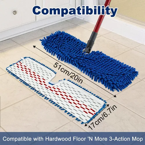 Miniatura 2 de Paquete de 4 cabezales de repuesto para trapeador Ocedar Hardwood Floor'n More 3-Action Flip Mop, repuestos de cabezales de trapeador para uso seco