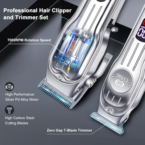 Miniatura 4 de CIICII Juego de cortapelos y recortadores de cabello para hombre, cortapelos profesionales inalámbricos para cortar el cabello