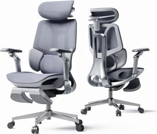 Hbada E3 Pro 2026 Edition Silla de oficina ergonómica, silla de escritorio de malla con soporte lumbar flotante de 3 zonas, reposacabezas 4D Gris
