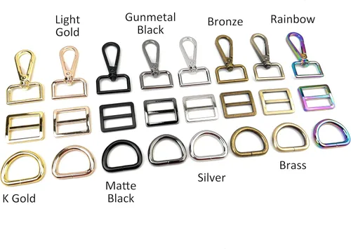 Miniatura 3 de 15 piezas de herrajes para bolso, ganchos giratorios de servicio pesado con anillos en D para bolso y hebillas deslizantes de tres guías