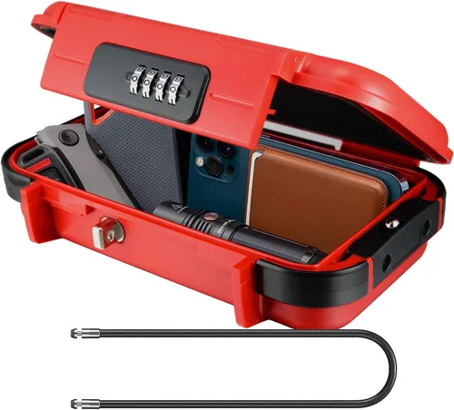Miniatura 10 de Caja de cerradura de llave con combinación de 4 dígitos, caja fuerte portátil con cable extraíble, caja de almacenamiento de llaves impermeable
