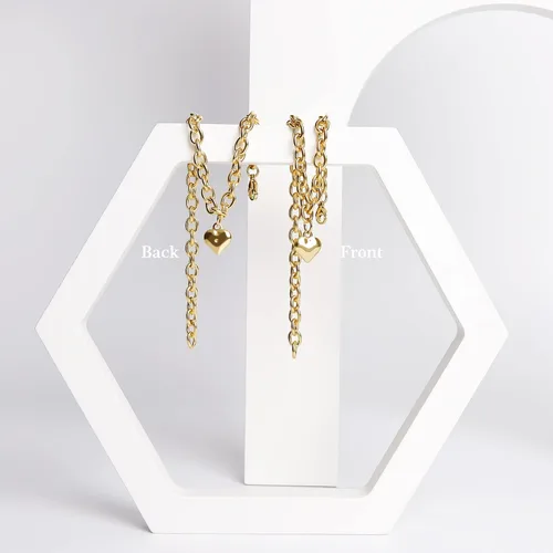 Miniatura 5 de HOWWFALY Collar para Perro y Cadena Collar para Gato de Acero Inoxidable Ajustable Collar en Forma de Corazón de Oro 18K para Mascotas Pequeñas