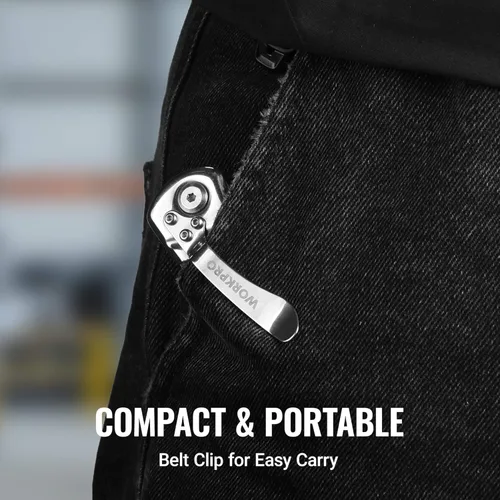 Miniatura 7 de WORKPRO Cuchillo utilitario plegable con clip para cinturón y cuchillas adicionales de 10 piezas, mango de madera, cortador resistente, cambio