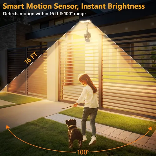 Miniatura 5 de Luces solares con clip para exteriores con sensor de movimiento, luces de valla solares ajustables verticalmente y giratorias en 360° con 92 LEDs
