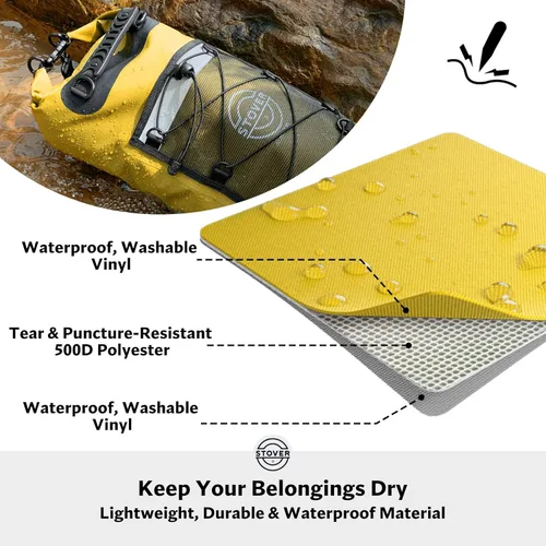 Miniatura 2 de STOVER 5/10/25/30/40/55L Waterproof Dry Bag- Roll-Top Backpack w/Phone Case- Kayaking, Hiking, Camping, Boating- Men/Women 25L Amarillo