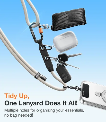 Miniatura 3 de TORRAS Cordón para teléfono con trabillas para colgar, correa ajustable antirrobo cruzada para teléfono para iPhone 17 Pro Max, agradable al tacto