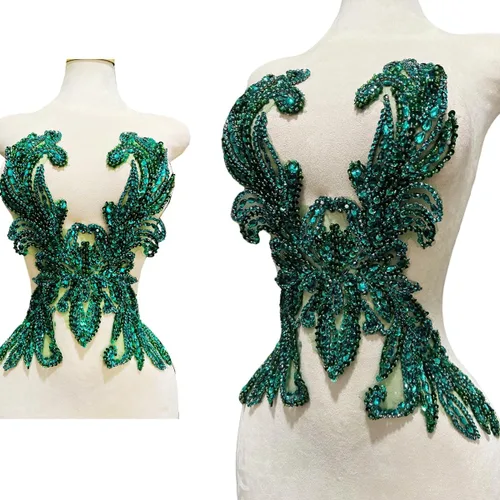 Miniatura 12 de Accesorios de apliques de encaje de diamantes de imitación hechos a mano puros cuentas de costura a mano piedras parches para vestido de novia