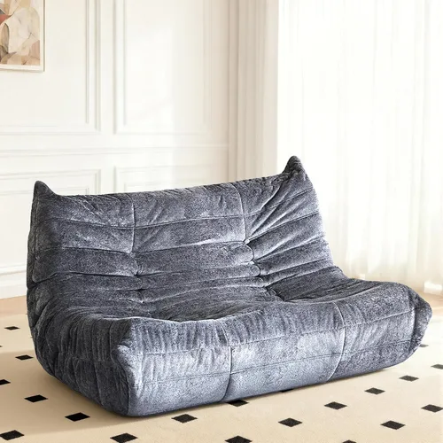 Miniatura 86 de Puf para adultos, silla puf grande, sillón con relleno de espuma viscoelástica para el hogar, apartamento o sala de juegos, gris afelpado Felpa gris