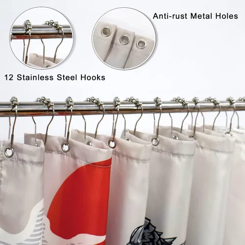 Miniatura 4 de Juego de cortinas de ducha divertidas, divertidas cortinas de ducha de monstruo de anime para baño, decoración de baño asiática, japonesa, tela