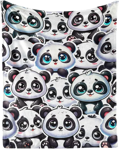 Manta de panda – Mantas de franela suave para niñas, niños y mascotas, mantas cálidas de panda para todas las estaciones, sofá, regazo y silla, 40 x