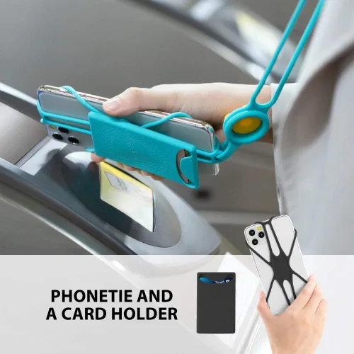 Miniatura 3 de Cordón para llevar teléfono celular + soporte de cuello 2 y protector de teléfono 2 Negro