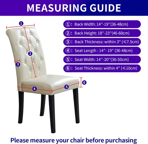 Miniatura 6 de Juego de 6 fundas elásticas para sillas de comedor, extraíbles y lavables, fundas de asiento para sillas de comedor, ideales para decoración