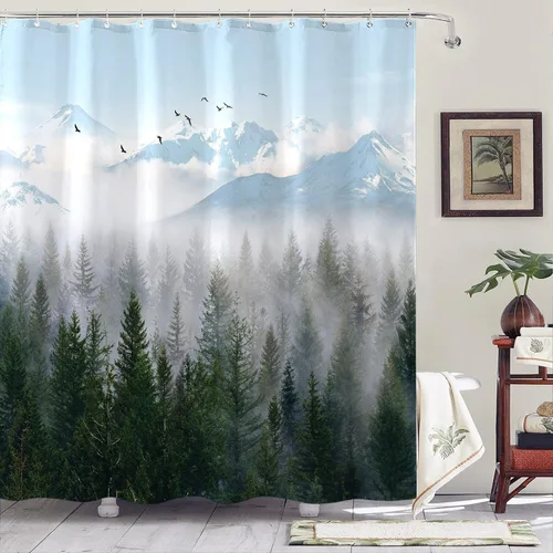 Miniatura 8 de Juego de cortinas de ducha con diseño de hongos y mariposas florales negras y rojas, tela impermeable, cortinas de ducha para baño, decoración